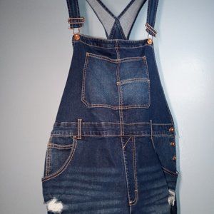 XXL BLUE JEAN OVERALL SHORTS WITH RIPS